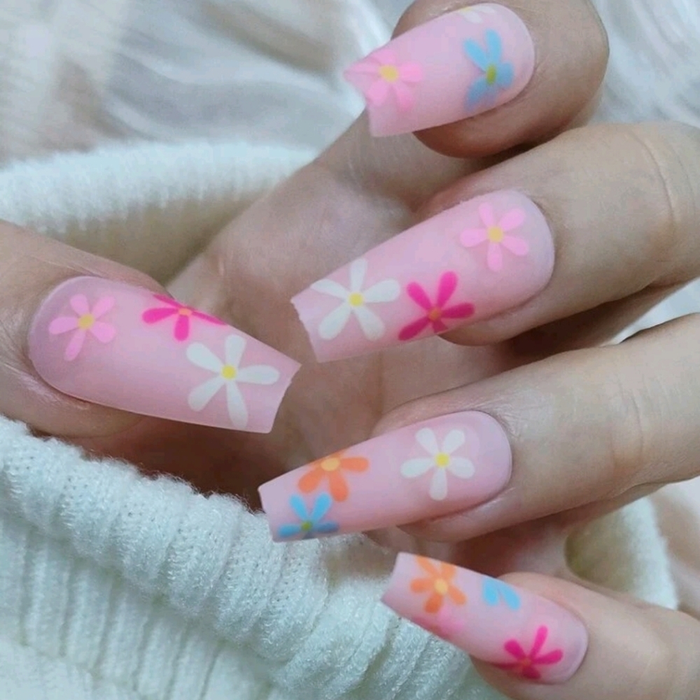 Coffin Floral False Nail